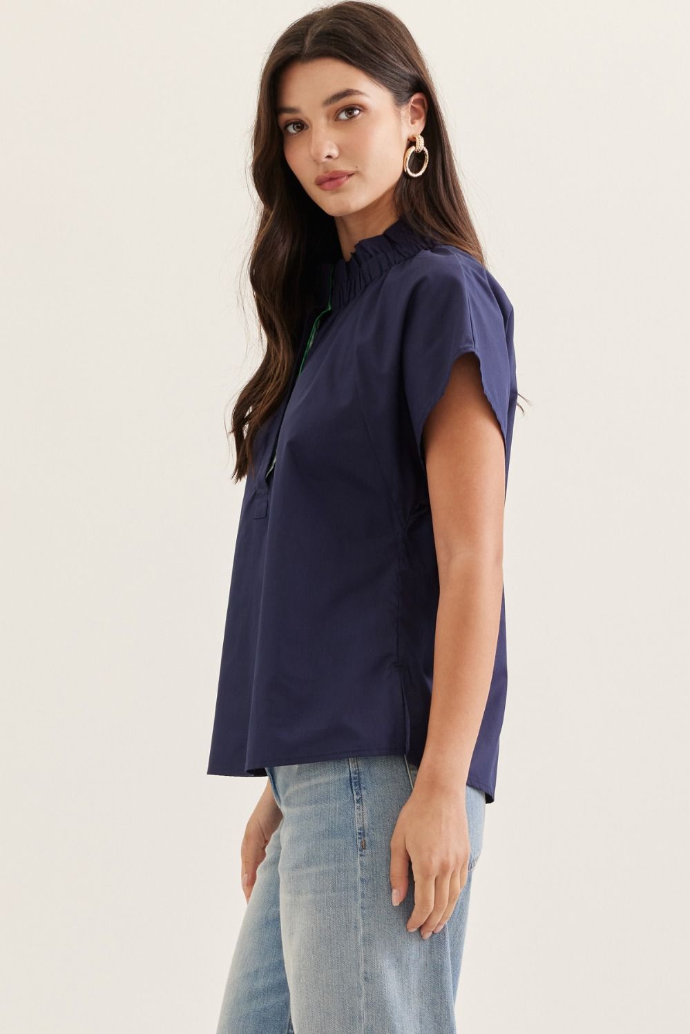 Ruffle Mock Neck Top