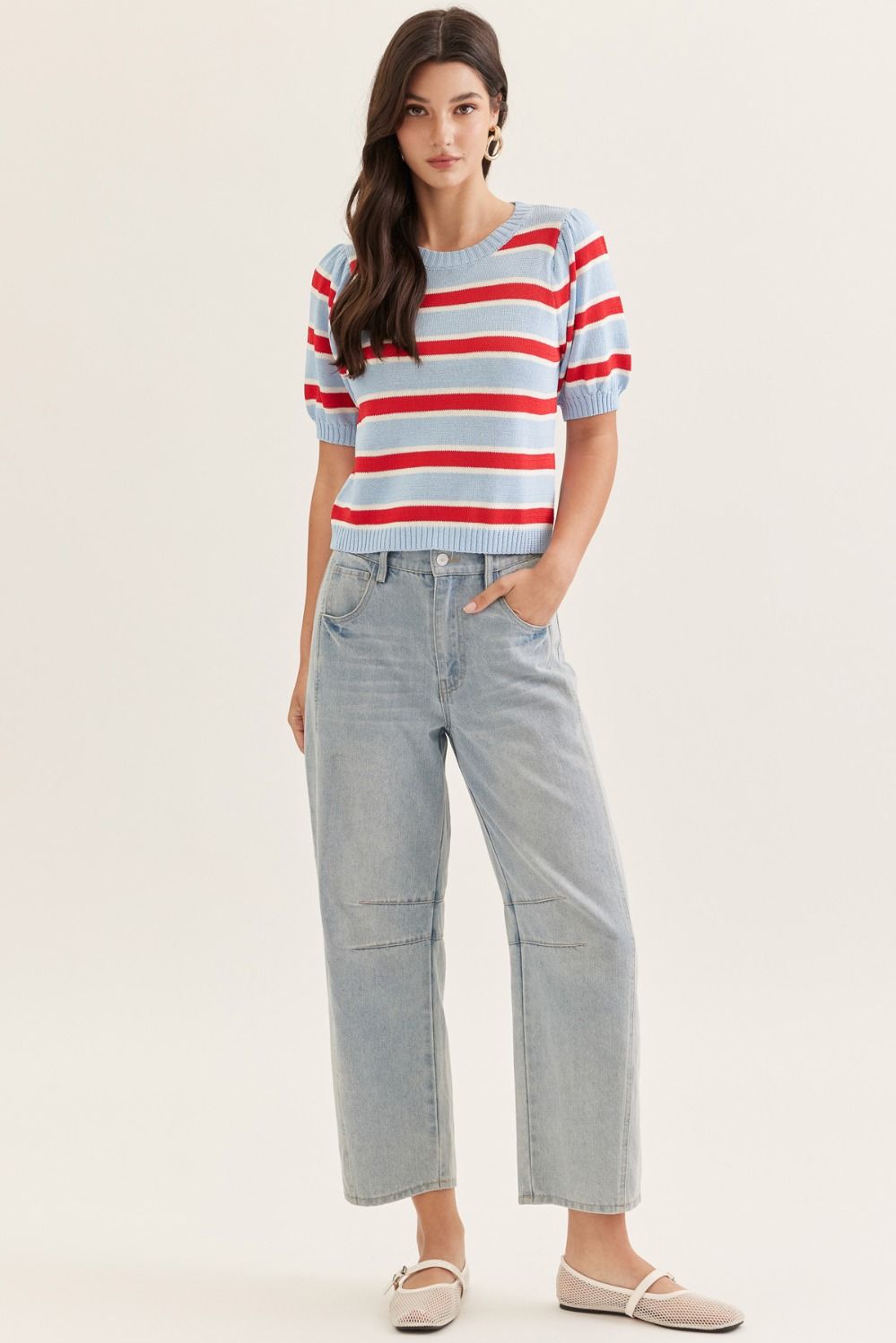 Striped Puff Sleeve Sweater
