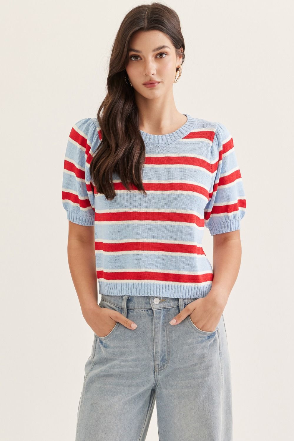 Striped Puff Sleeve Sweater