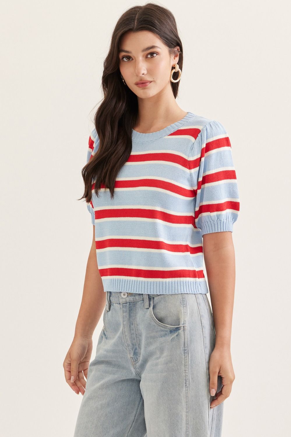 Striped Puff Sleeve Sweater