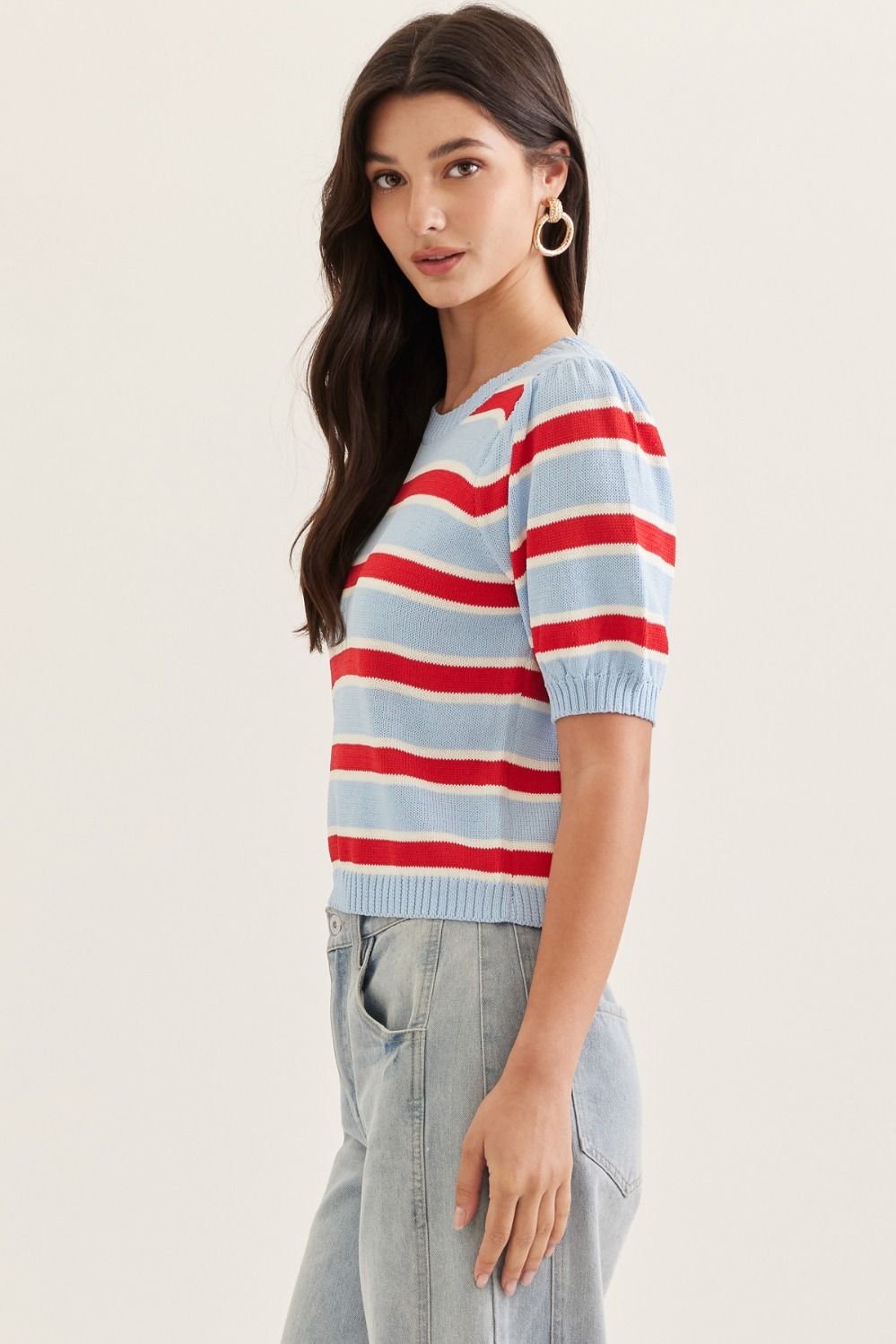 Striped Puff Sleeve Sweater