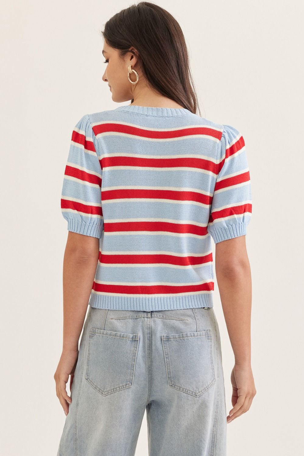 Striped Puff Sleeve Sweater