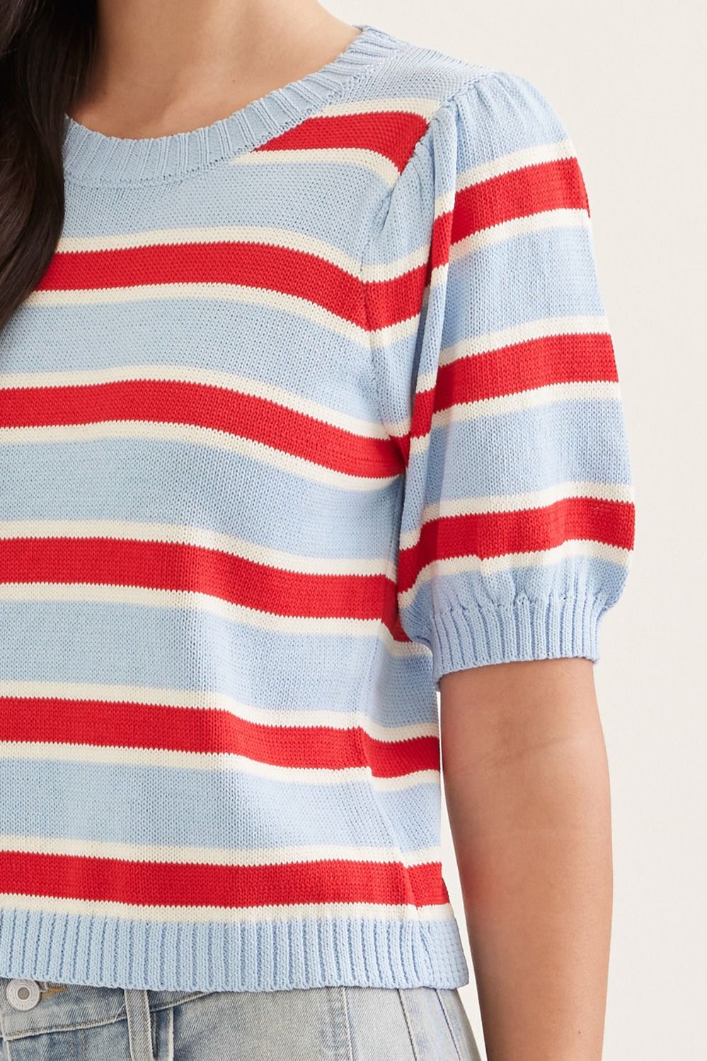 Striped Puff Sleeve Sweater