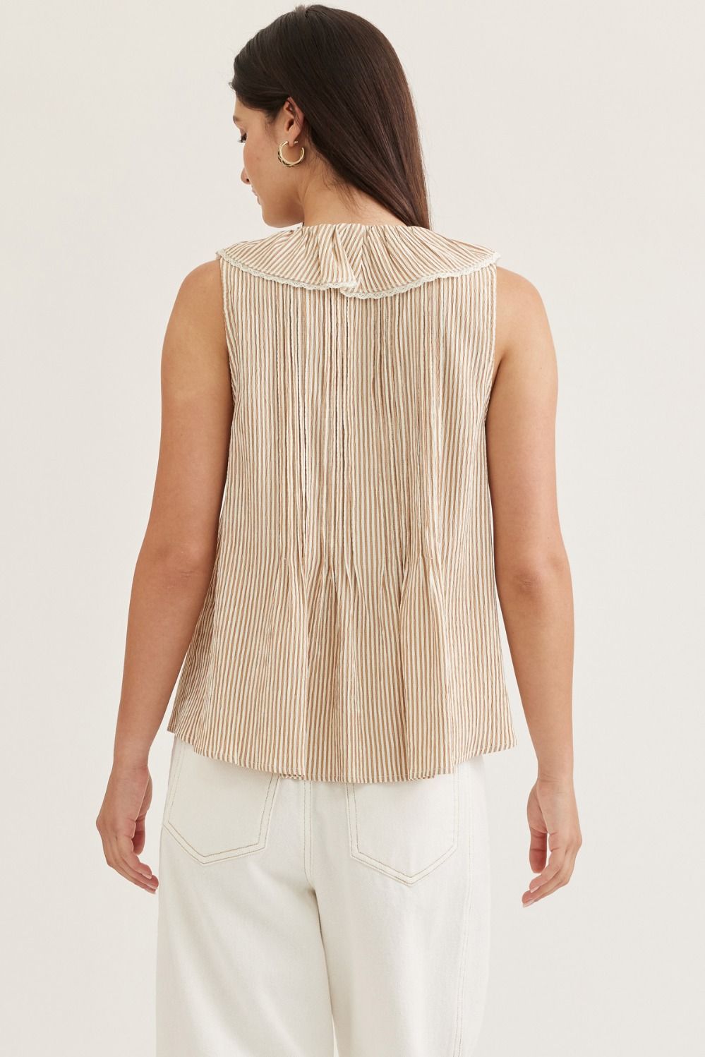 Ruffle Trim Sleeveless Top