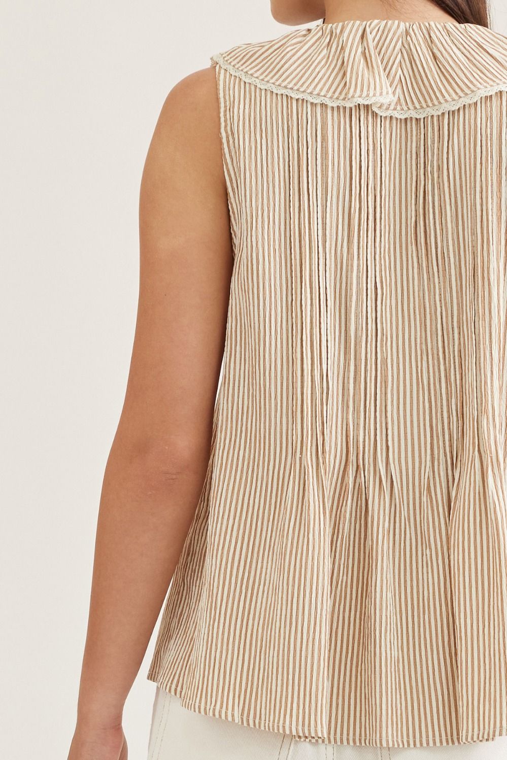 Ruffle Trim Sleeveless Top