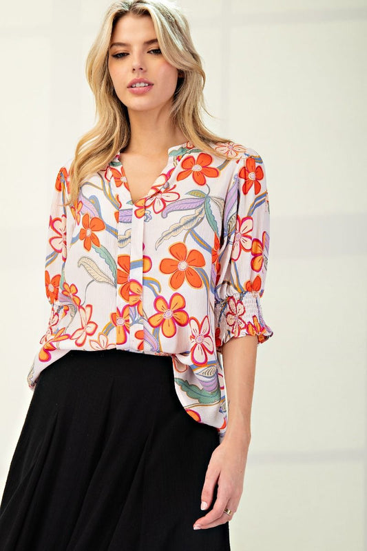 Floral Peach Blossom Top