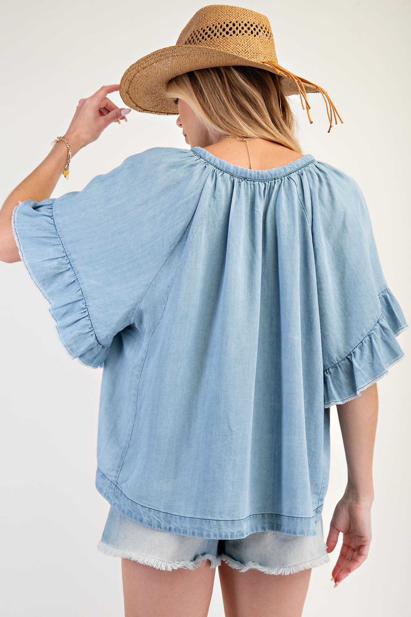 Poly Chambray Taffeta Batwing Top main image 1